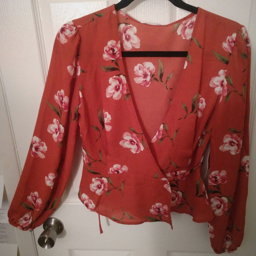 Sadie & Love Polyester Long Sleeve Shirt - Roses